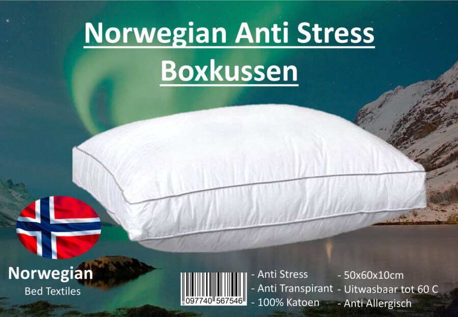 Norwegian Bed Textiles Anti Stress Boxkussen 50x60x10 cm 100% Katoen 1 Stuk