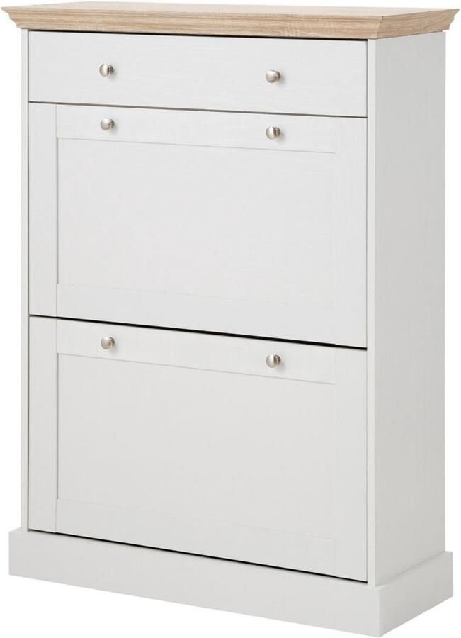 Notio Living Binz-Schoenenkast met 2 kleppen en 1 lade in Wit Eiken Look