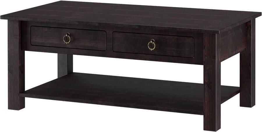 Notio Living Ines|Salontafel met 2 laden in Grenen Donkerbruin - Foto 3