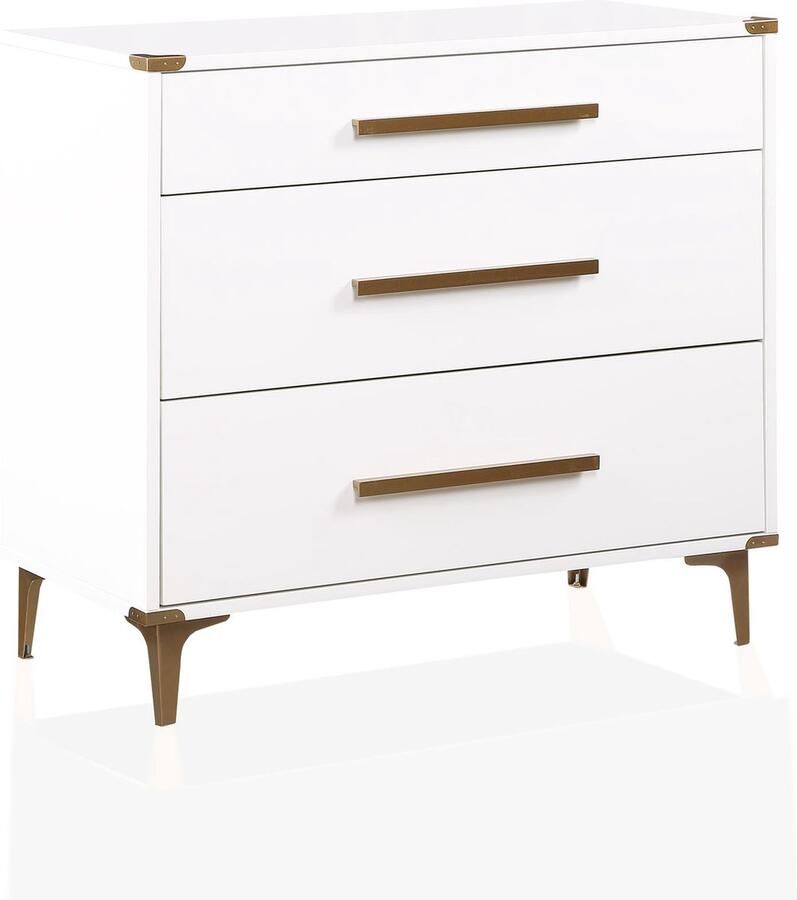 Notio Living Karissa Commode met 3 laden in MDF wit (81 x 90 x 45 cm) - Foto 2