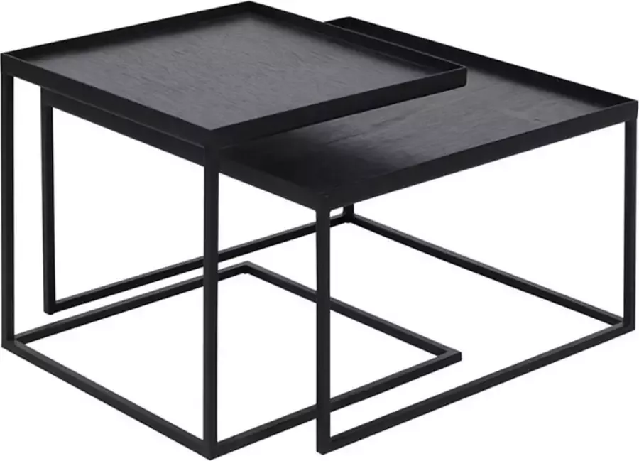 Notre Monde tray bijzettafels z plateau 39x39x38 + 52x52x31cm set van 2