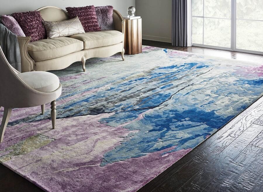 Nourison Prismatic Vloerkleed 114 x 175 cm Blauw Rechthoekig Wol Luxcelle Eetkamer Woonkamer Abstract Design Eclectisch Modern - Foto 2