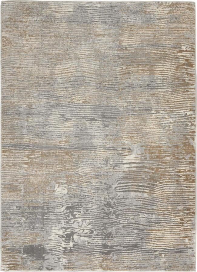Nourison Vloerkleed Solace Grey Beige 69x221 cm Laagpolig