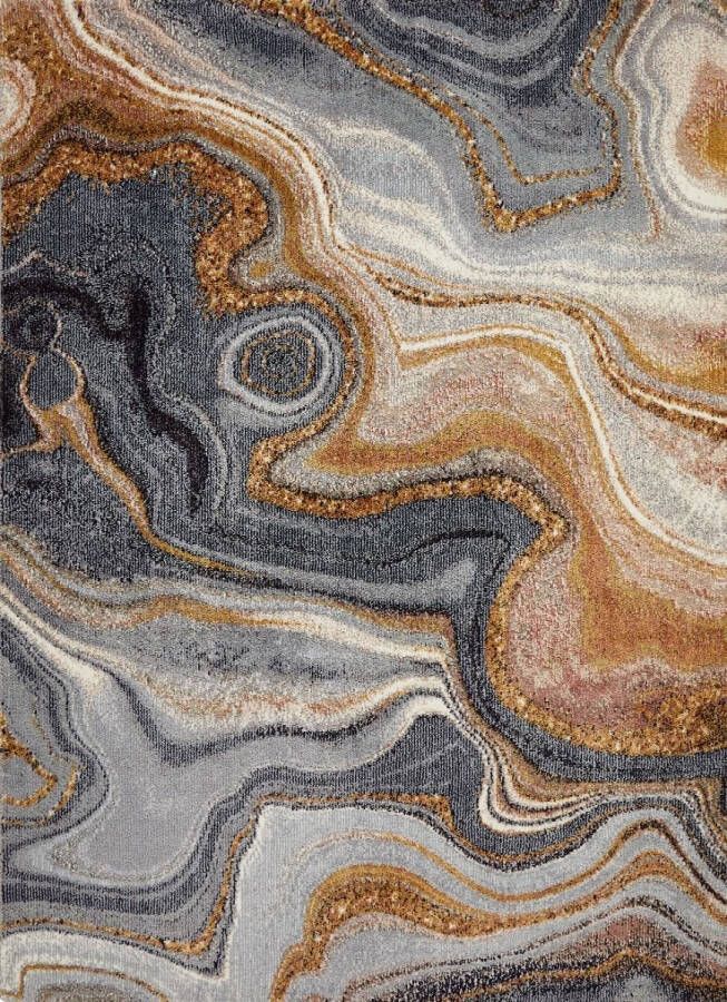 Concept Looms Nourison Amara Blue Bronze AMA107 Vloerkleed 240 x 330 cm Blauw Rectangular Polyester Woonkamer Abstract Design Eclectisch Modern