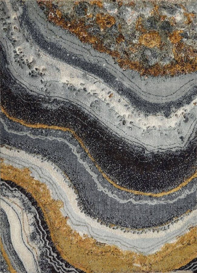 Concept Looms Nourison Amara Grey Blue Bronze AMA103 Vloerkleed 160 x 220 cm Grijs Rectangular Polyester Woonkamer Abstract Design Eclectisch Modern