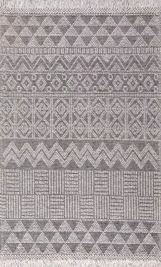 Concept Looms Nourison Anya 01Grey Black Vloerkleed 120 x 170 cm Grey Rectangular Wool Living room Ethnic Geometric Stripes Bohemian Modern