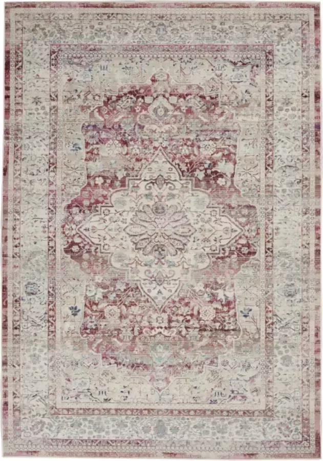 Nourison Vloerkleed Vintage Kashan Rood ivoor 122x183x1.3 cm
