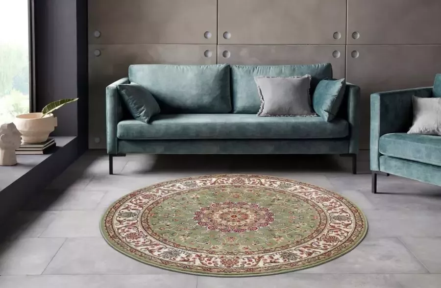 Nouristan Rond perzisch tapijt Zuhr groen 160 cm rond