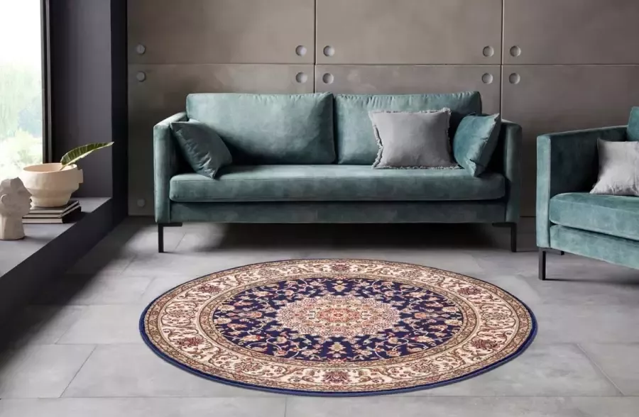 Nouristan Rond perzisch tapijt Zuhr marineblauw 160 cm rond