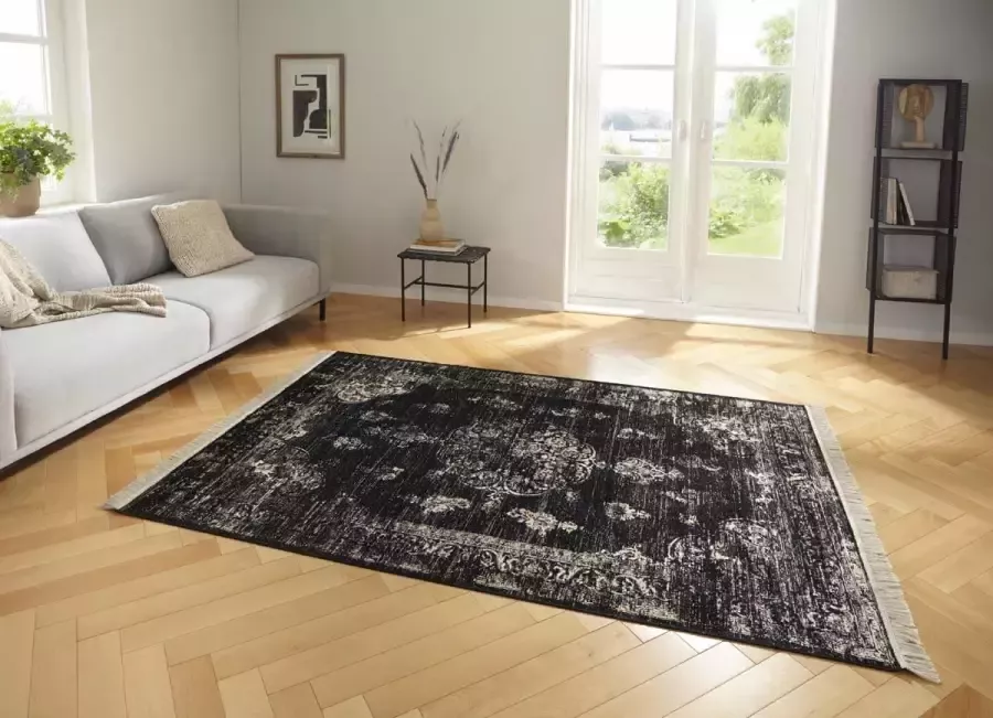 Nouristan Vintage vloerkleed Keshan Diyala antraciet beige 200x300 cm