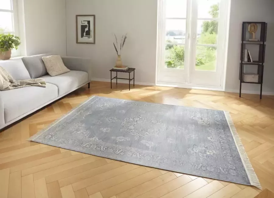 Nouristan Vintage vloerkleed Keshan Diyala lichtblauw beige 200x300 cm