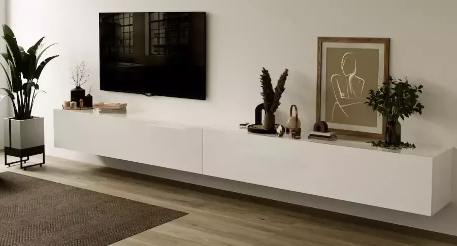 Nova Design Credenza 276 cm Hoogglans Wit TV Wandmeubel