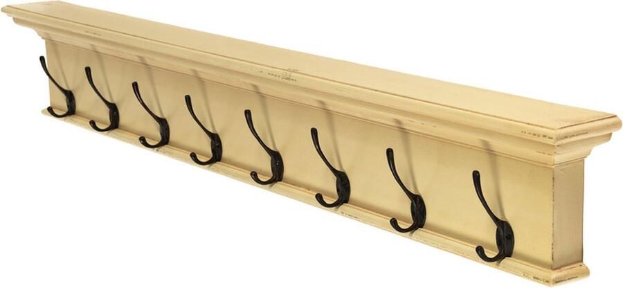 Nova Solo Halifax kapstok 8 jashaken en 1 hoedenplank geel-bruine antieke look