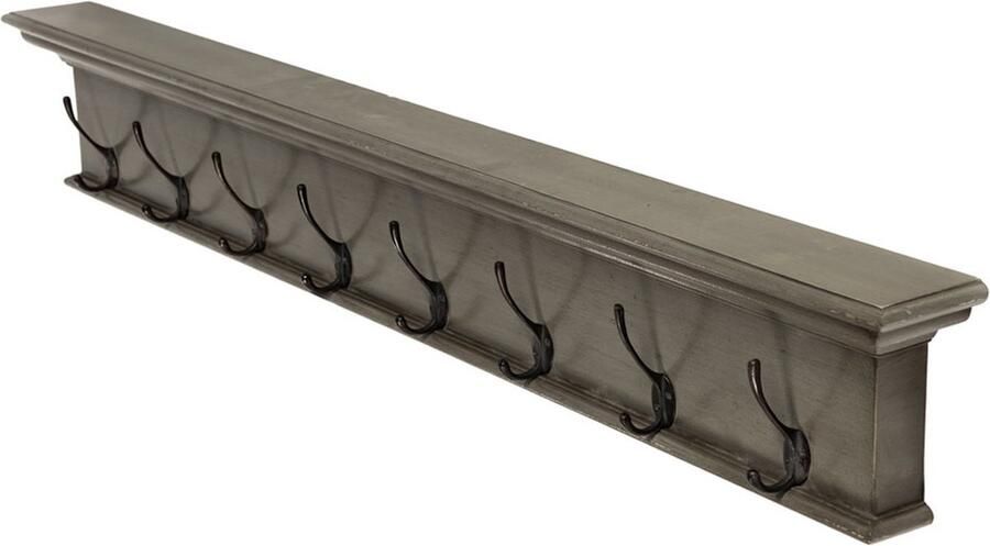 Nova Solo Halifax kapstok 8 jashaken en 1 hoedenplank grijs-bruine antieke look