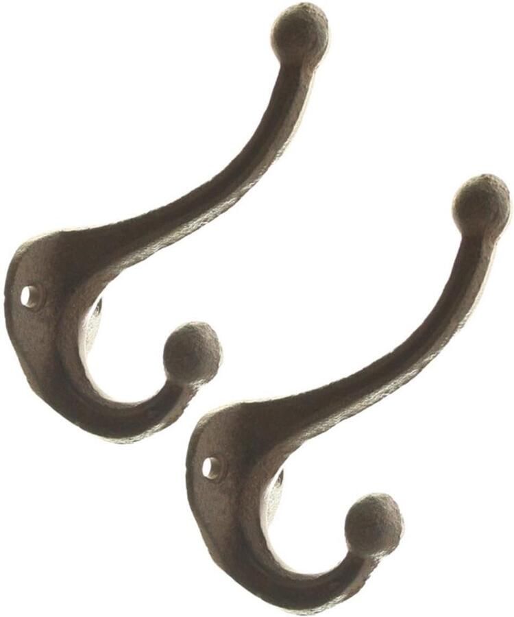 Novaliv 2x gietijzeren kapstokhaken dubbel 11x8x4 cm eenvoudig te monteren stabiel veilig ideaal voor wanddecoratie garderobe vintage stijl robuust duurzaam en elegant decoratieve kapstokhaak