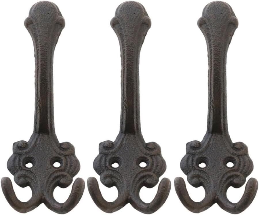 Novaliv 3X gietijzeren wandhaken kapstokhaken 14x6x7 cm eenvoudig te monteren stabiel veilig ideaal voor wanddecoratie kapstok vintage stijl robuust duurzaam en elegant decoratie haak kapstokhaak