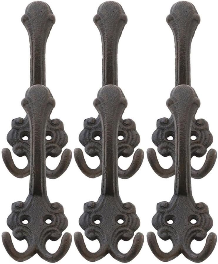 Novaliv 6x gietijzeren wandhaken kapstokhaken 14x6x7 cm eenvoudig te monteren stabiel veilig ideaal voor wanddecoratie kapstok vintage stijl robuust duurzaam en elegant decoratie haak kapstokhaak