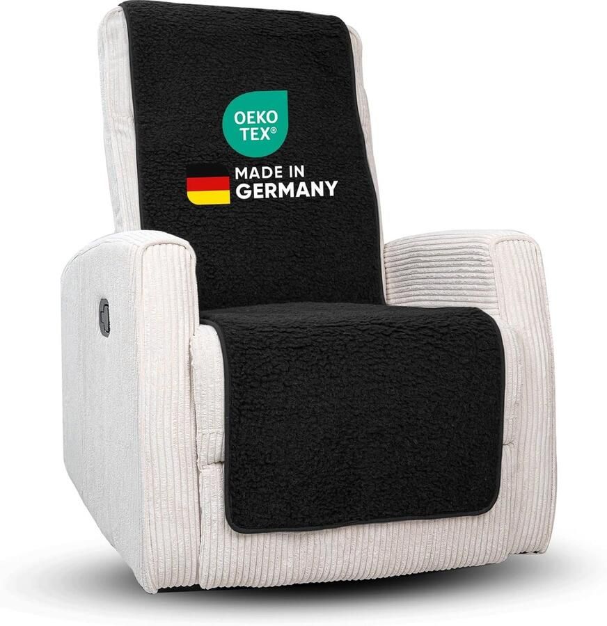 Novaliv fauteuilbeschermer voor relaxfauteuil antraciet universele fauteuilbeschermer zonder armleuningen beschermende fauteuilhoes van scheerwol fauteuilhoes relaxstoelkussen fauteuildeken zonder armleuningen