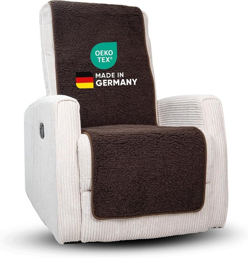 Novaliv fauteuilhoes voor relaxfauteuil bruin universele fauteuilhoes zonder armleuningen beschermende fauteuilhoes van scheerwol fauteuilhoes relaxstoelkussen fauteuilhoes zonder armleuningen