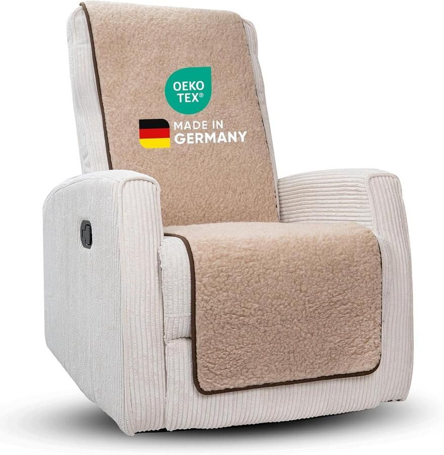 Novaliv fauteuilhoes voor relaxfauteuils lichtbruin universele fauteuilhoes zonder armleuningen beschermende fauteuilhoes van scheerwol fauteuilhoes relaxfauteuilkussen fauteuilhoes zonder armleuningen