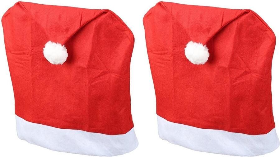 Novaliv Kerst stoelhoezen set van 2 I Rood I Kerstmuts I Stoelhoes Kerstversiering Kerstmuts stoelversiering hoes stoel stoelhoes