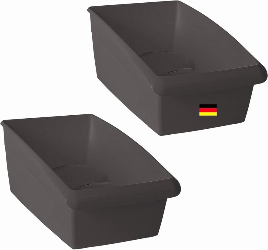 Novaliv soepkegeldoos grote set van 2 ladeorganizers keuken 25 x 16 cm ANTRACIETGRIJS kruidenopbergdoos organisatiesysteem voor lades opbergen van dressing- en bakingrediënten