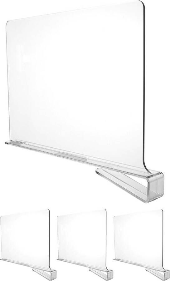 NovaWare Plankverdeler 3 Stuks Transparant Kledingkast Organizer Plank Organizer Boekenstandaard Plank Verdeler Kast Verdeler