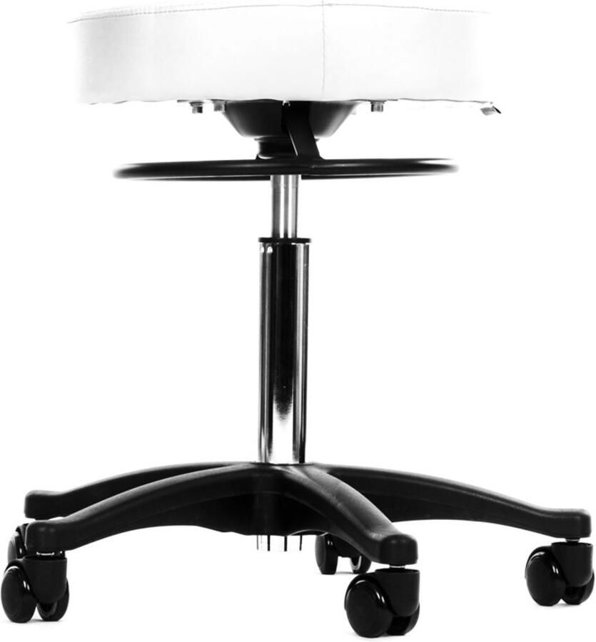 Novicum Vena Grande Wit tabouret 40cm breed met medium gasveer zadelkruk kappersfiets kapperskruk