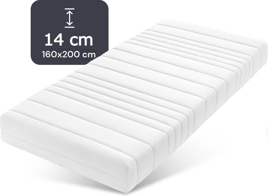Novio matras HR Koudschuim 160x200 14CM dik Premium Tijk Afneembaar en Wasbaar Hotel kwaliteit Anti-allergie Gratis retour