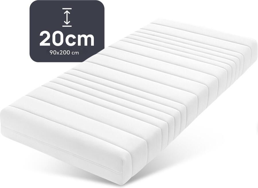 Novio matras HR Koudschuim 90x200 20CM dik Premium Tijk Afneembaar en Wasbaar Hotel kwaliteit Anti-allergie Gratis retour