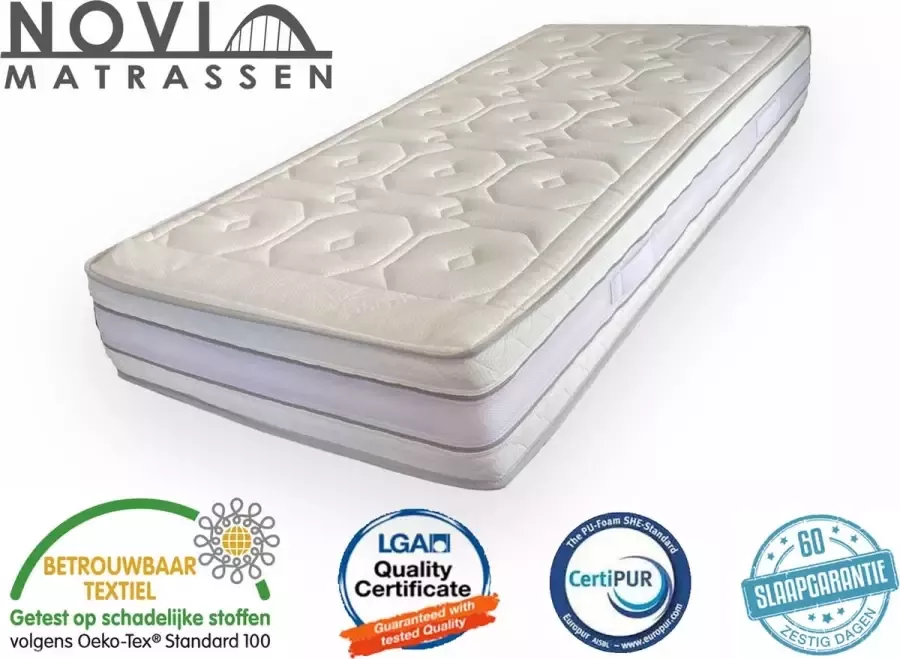 Novio matras Novio Royal 7 Zone Eenpersoons 90x200x24cm Pocketveer matras Anti-allergisch Koudschuim Bamboo tijk