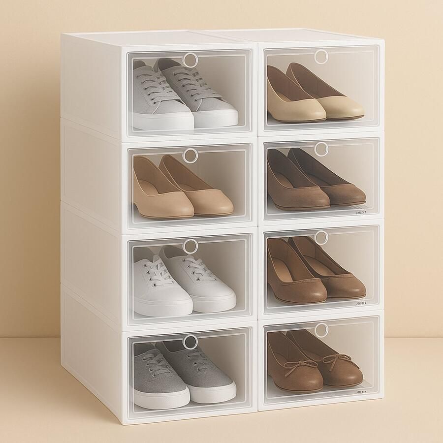 Novity 10x Modulaire Schoenendozen – Opvouwbare Organizer Kast – Transparante Schoenboxen voor Garderobe & Opbergen