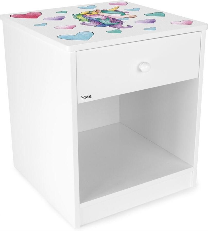 Novity Klassiek Nachtkastje 40 cm Met Lade Unicorn Design