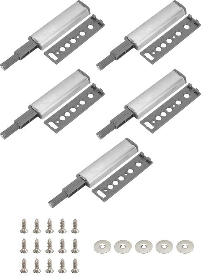 NOVOB Magnetische druksnappers (4 + 1 stuks) Incl. schroeven Magneetsnapper Deurbuffer Magneetsluiting Deurmagneet Deursluiter Push to open Deursnapper Voor keukenkast en keukenlades - Foto 2