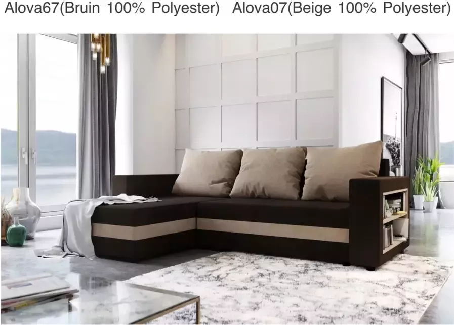 Alpina Meble Hoekbank met bedfunctie „SYDNEY” Universeel Bruin + Beige