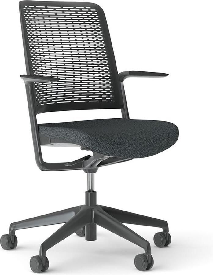 NowyStyl bureaustoel WithMe met armleuningen auto-synchroon mechanisme vlakke zitting geperforeerde kunststof rugleuning