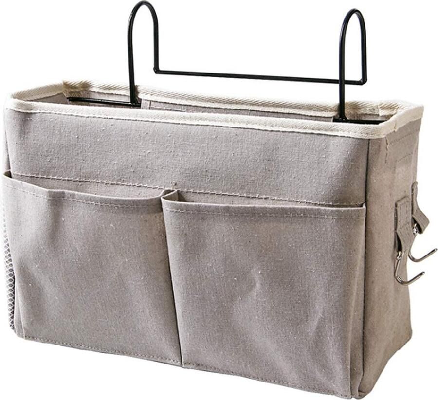 Nuluxi Bedzakken met ijzeren ophanghaak Caddy nachtkastje Opknoping Opbergorganizer Multifunctionele opknoping nachtkastje zak grote capaciteit opknoping opbergmand geschikt voor slaapzaal slaapkamer keuken (grijs)