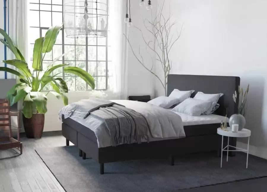 Number one NumberOne 2 Persoons Boxspring Springcrest 140x200 cm Met Geïntegreerde Topper Zwart
