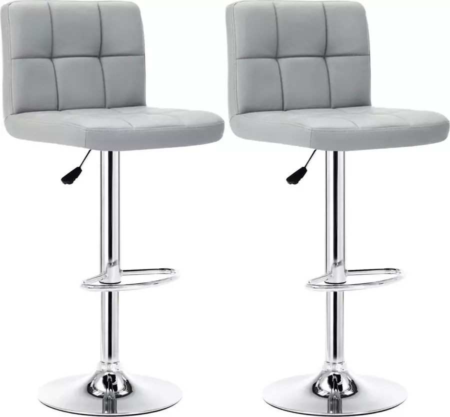 Number one NumberOne Barkruk Comfortabel Design- Set van 2- Verstelbaar- Lederlook Grijs