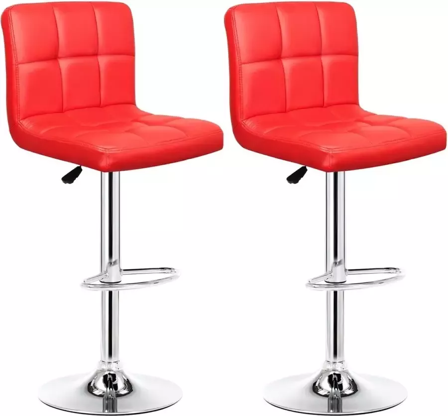 Number one NumberOne Barkruk Comfortabel Design-Set van 2- Verstelbaar- Lederlook Rood