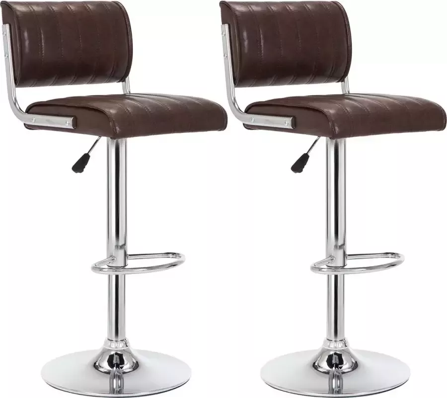 Number one NumberOne Barkruk Vintage- Set van 2- Verstelbaar- Bruin