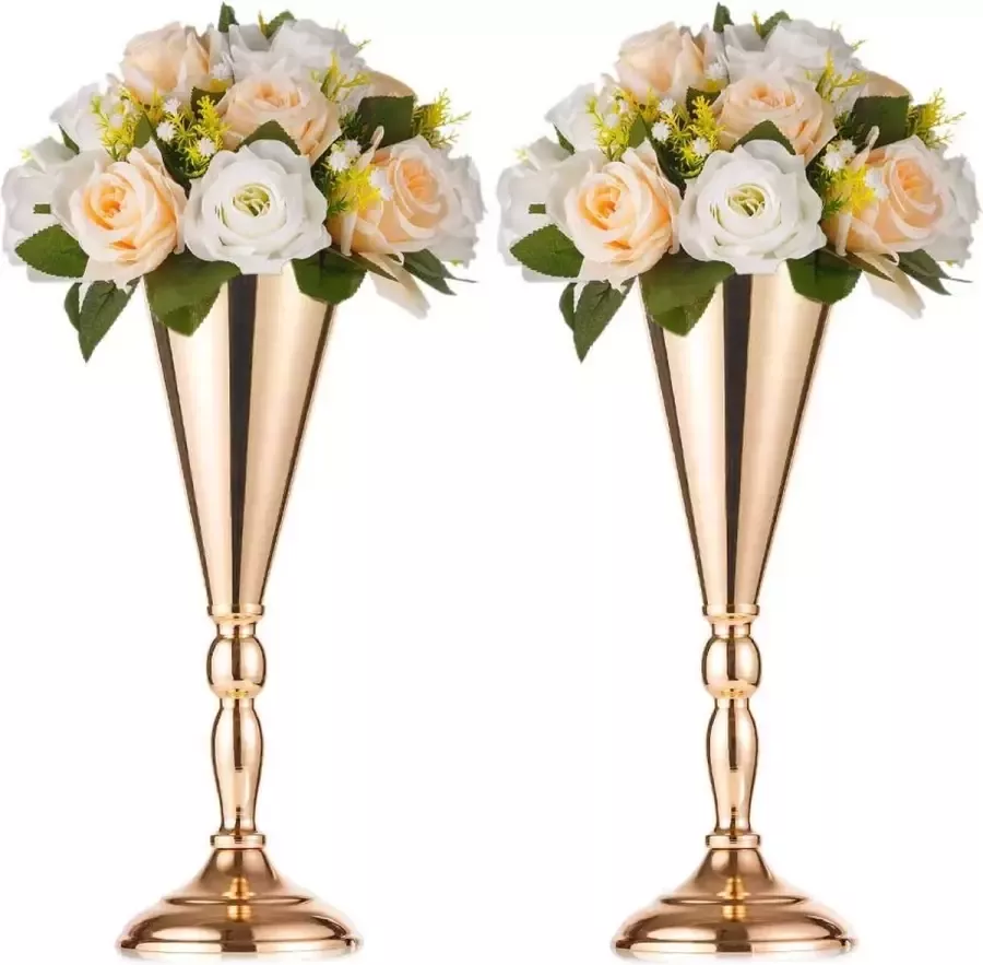 Nuptio 2-delige metalen bloemenstandaard huis muur tv-kast nep bloemenvaas bruiloft receptie tafel bloemen decoratie