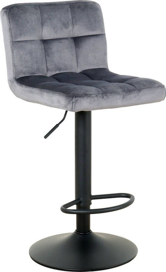 Nuvolix barkruk Amsterdam barstoel in hoogte verstelbaar grijs velvet