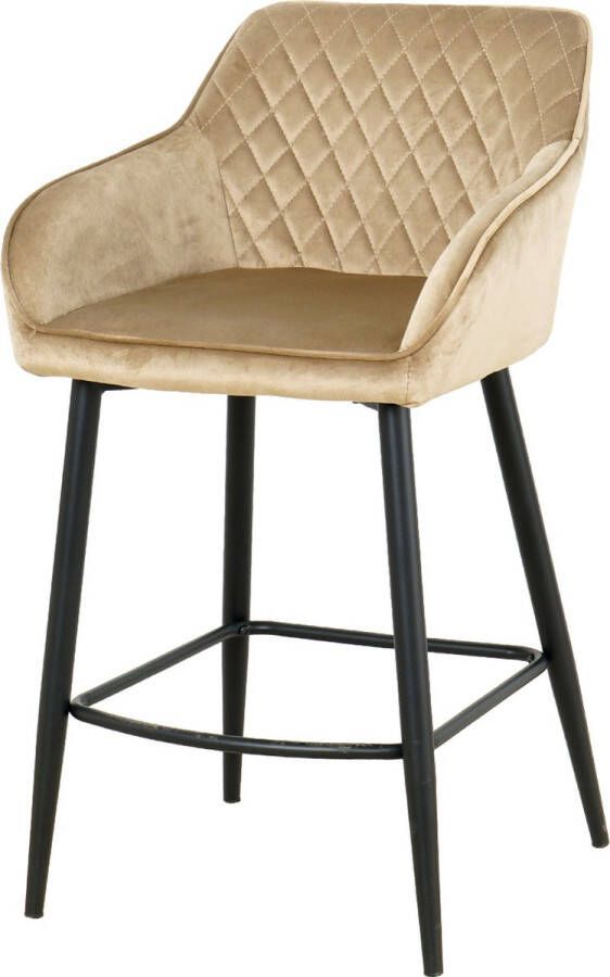 Nuvolix barkruk Vancouver barstoel met armleuning beige velvet 65CM