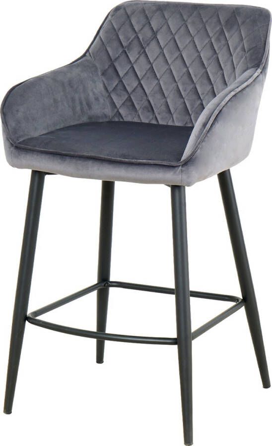 Nuvolix barkruk Vancouver barstoel met armleuning grijs velvet 65CM