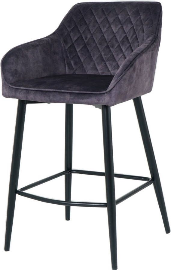 Merkloos barkruk Vancouver barstoel met armleuning grijs velvet 65CM