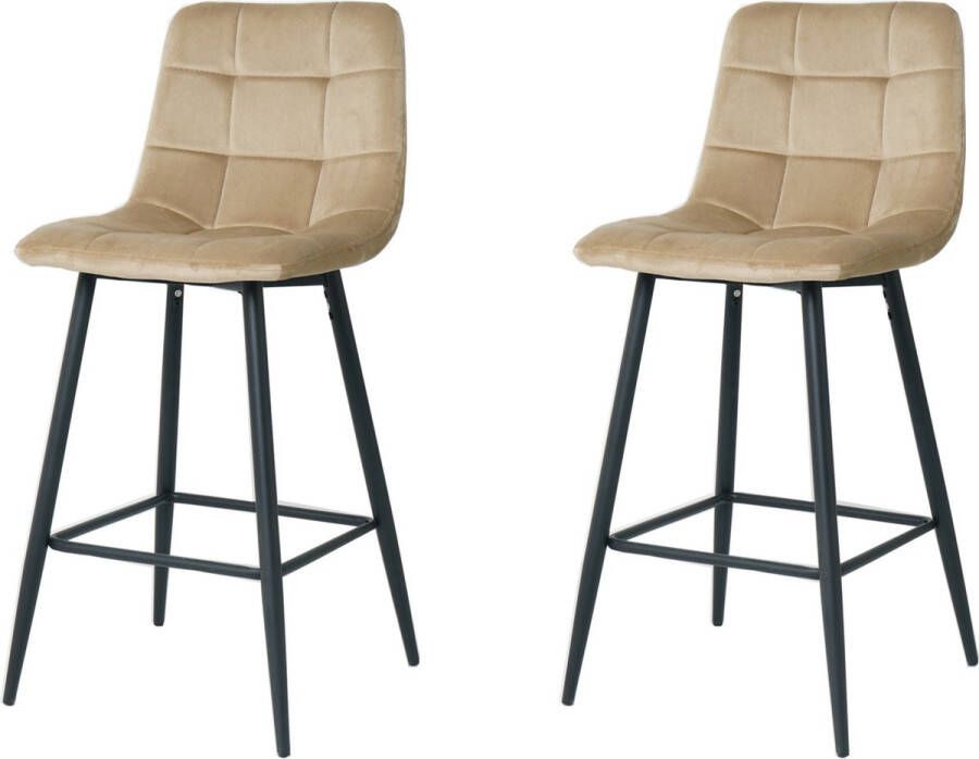 Nuvolix barkrukken set van 2 Kopenhagen barkrukken met rugleuning barstoel beige velvet 65CM
