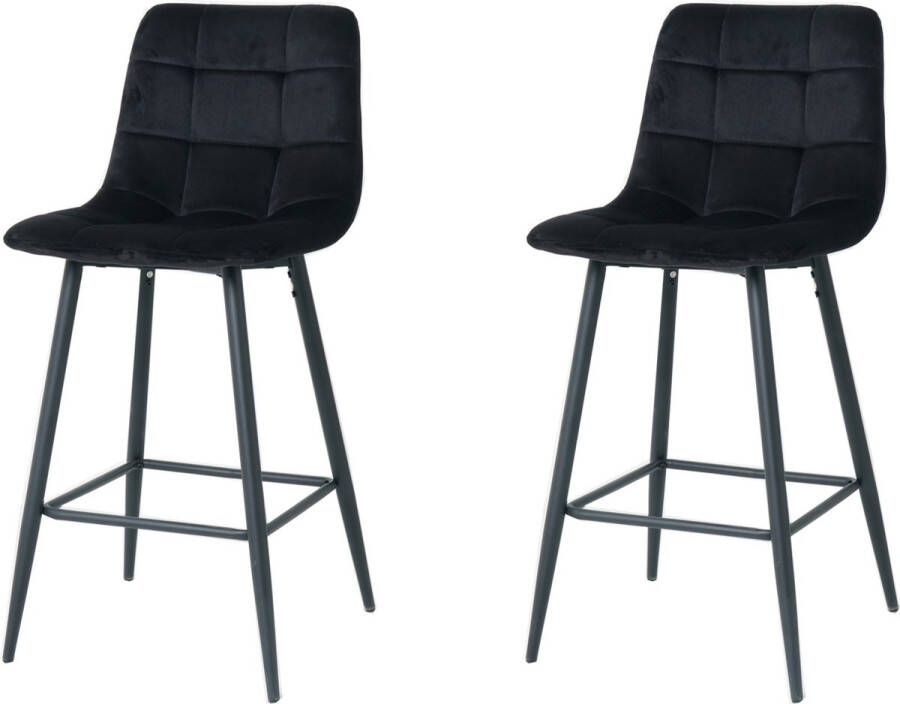 Nuvolix barkrukken set van 2 Kopenhagen barkrukken met rugleuning barstoel zwart velvet 65CM