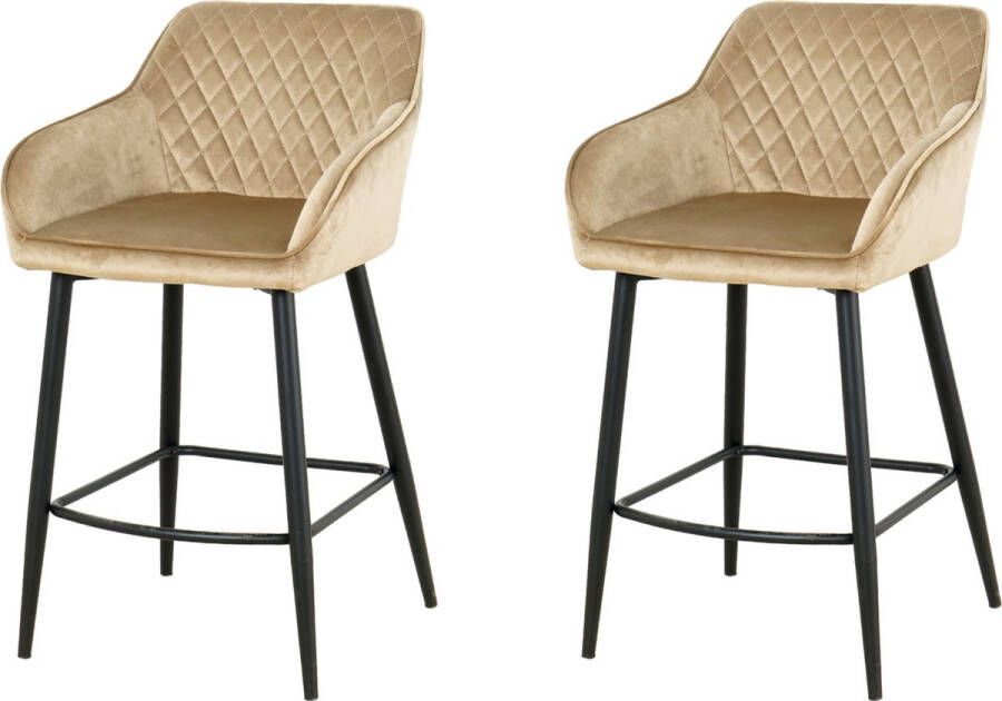Nuvolix barkrukken set van 2 Vancouver barstoel barkrukken met rugleuning met armleuning beige velvet 65CM