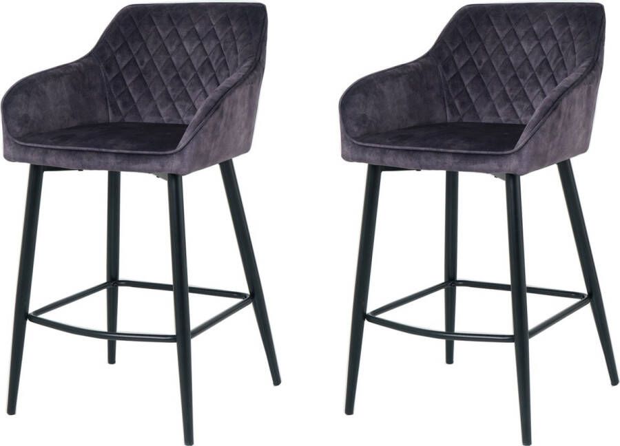 Nuvolix barkrukken set van 2 Vancouver barstoel barkrukken met rugleuning met armleuning grijs velvet 65CM